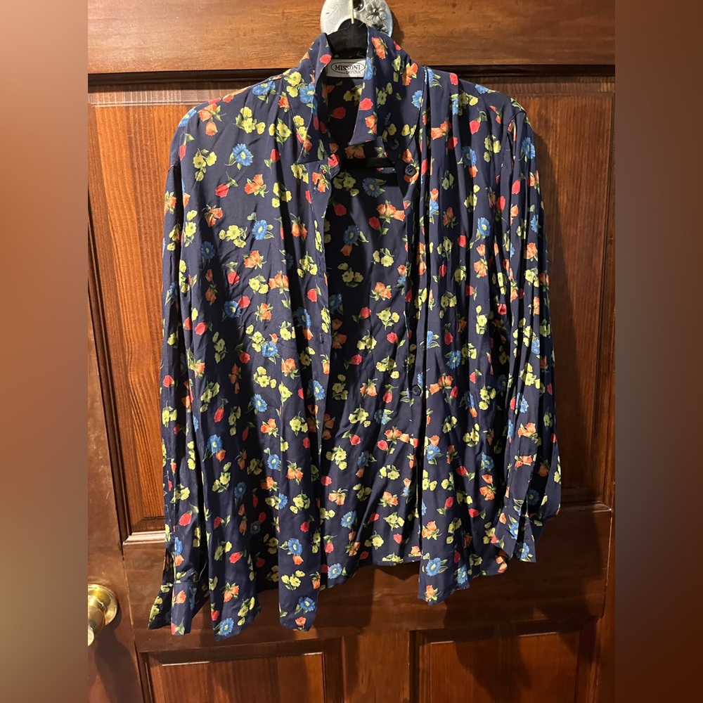 Missoni floral blouse, navy. Size small